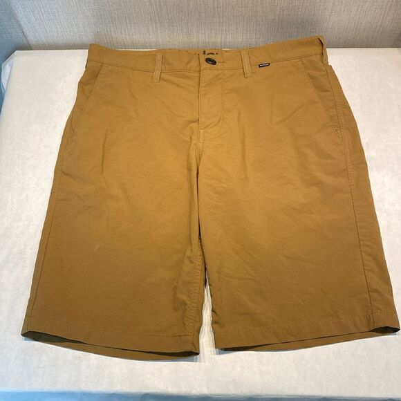 Hurley Mens Size 30 Brown Khaki Flat Front Button Front - Picture 10 of 10